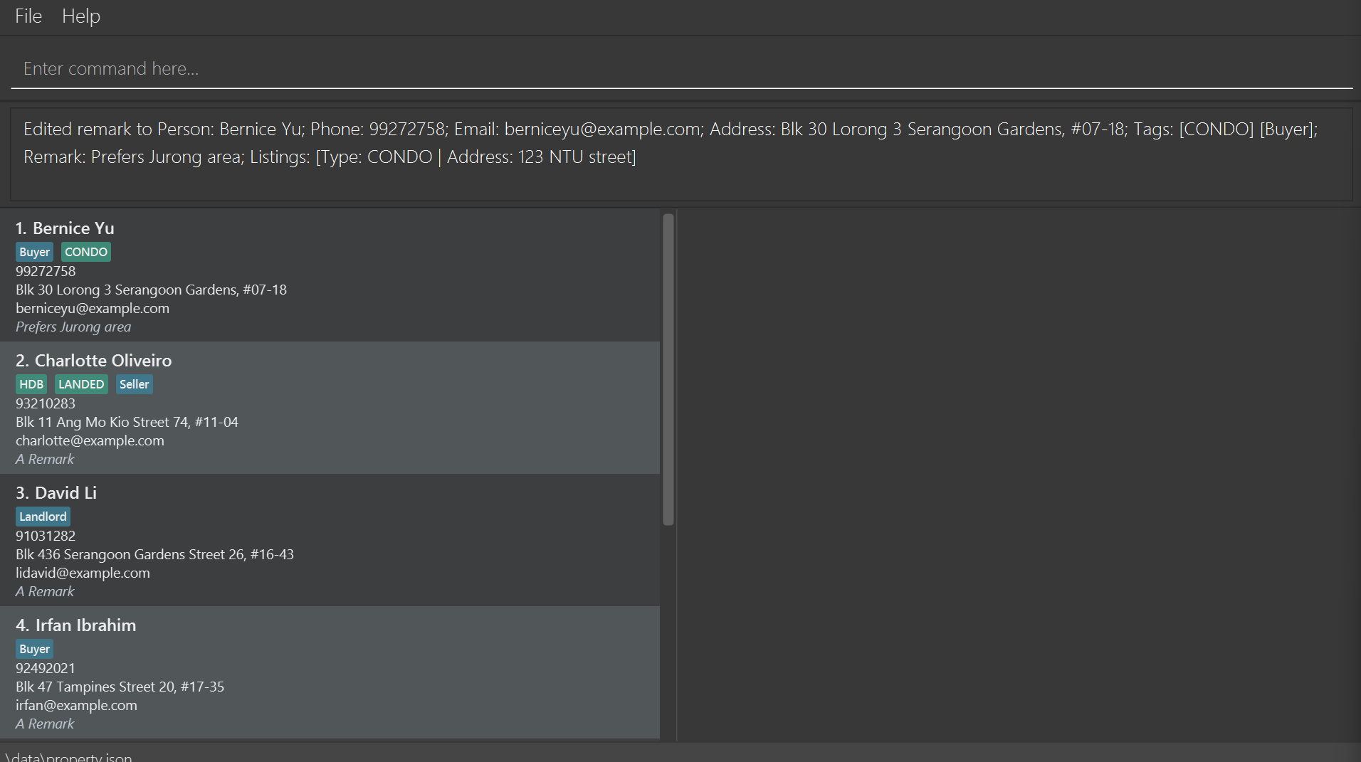MultipleRemarkAddCommandShowcase